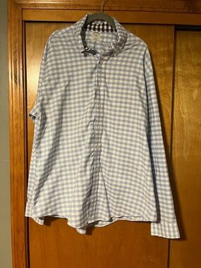 Brooks Brothers Light Blue and White Gingham Dress Shirtslik fit XL